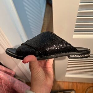 Givenchy Black Glitter Slide Sandals